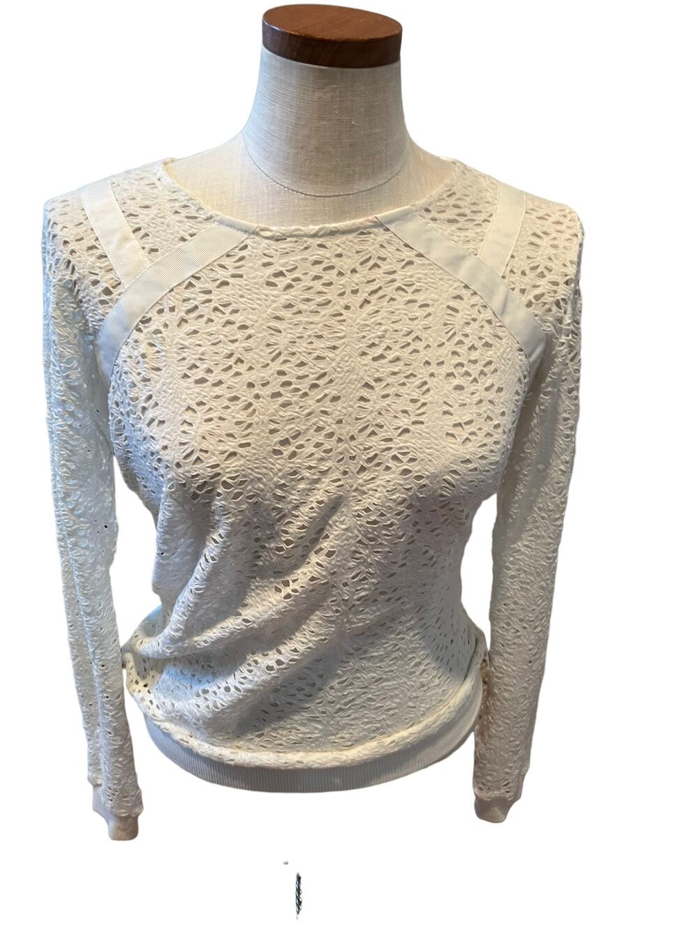 Storm & Marie Winter White Long Sleeve Lace Top S